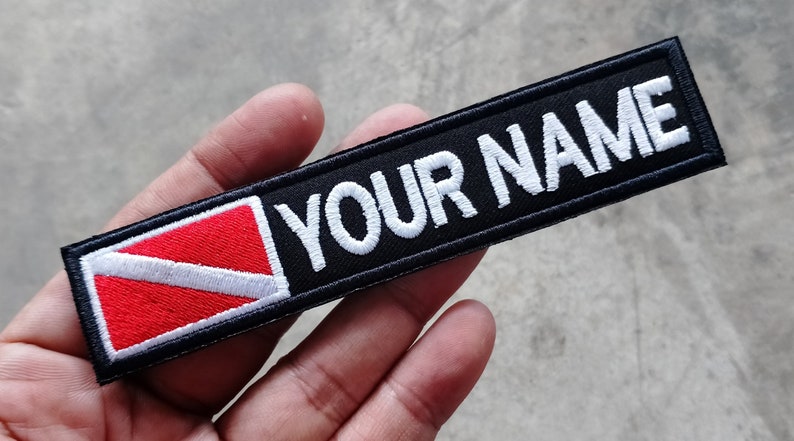 Custom name Scuba Diving Diver Alpha Flag Embroidered Name Patch Custom Embroidered Patch Birthday Gift Christmas Gift