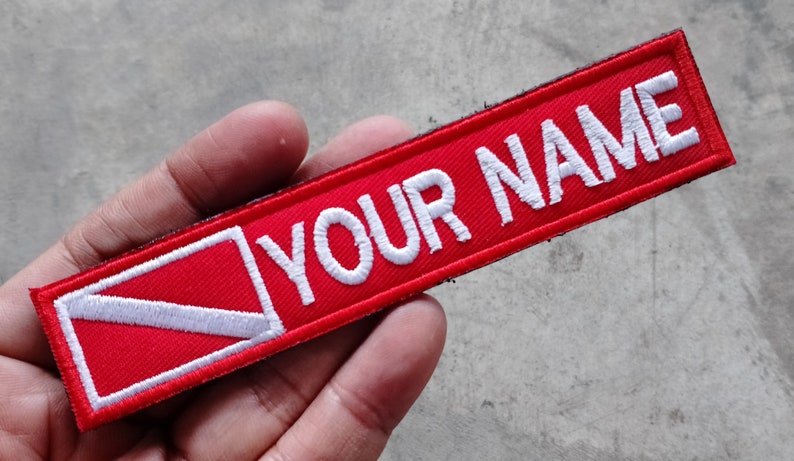 Custom name Scuba Diving Diver Alpha Flag Embroidered Name Patch Custom Embroidered Patch Birthday Gift Christmas Gift