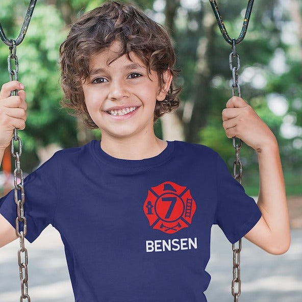 Personalized Age & Name And Optional Fire Department, Firefighter Matching T-Shirt Dad and Kids, Father's Day Gift il_794xN.4839932413_fcdh.jpg?v=1715929923