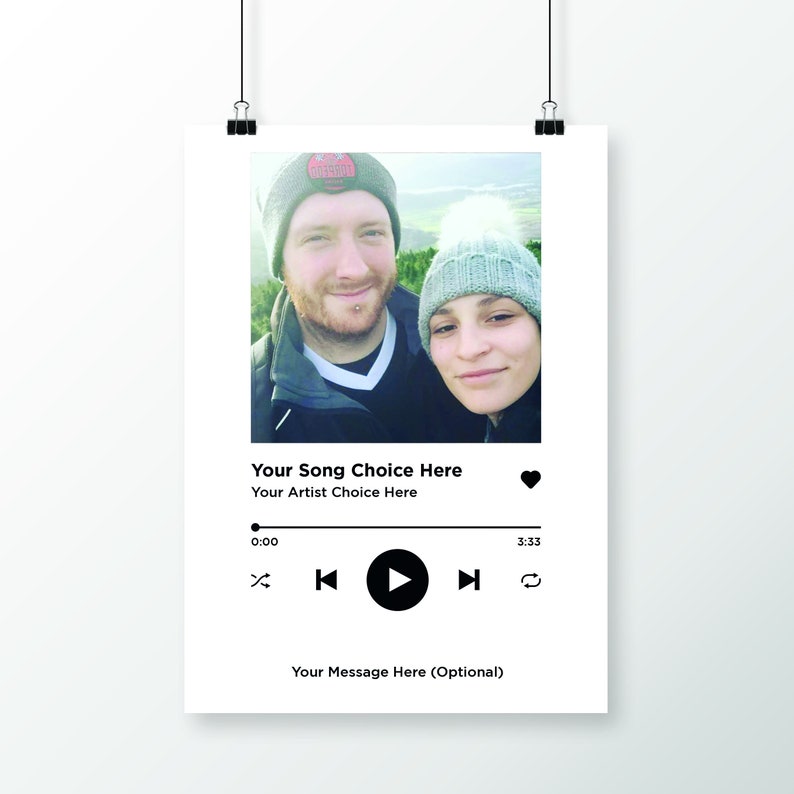 Custom Canvas your photo & music favorite song, Personalized Photo Canvas, Picture Poster, Wedding Gift, Couples Gift