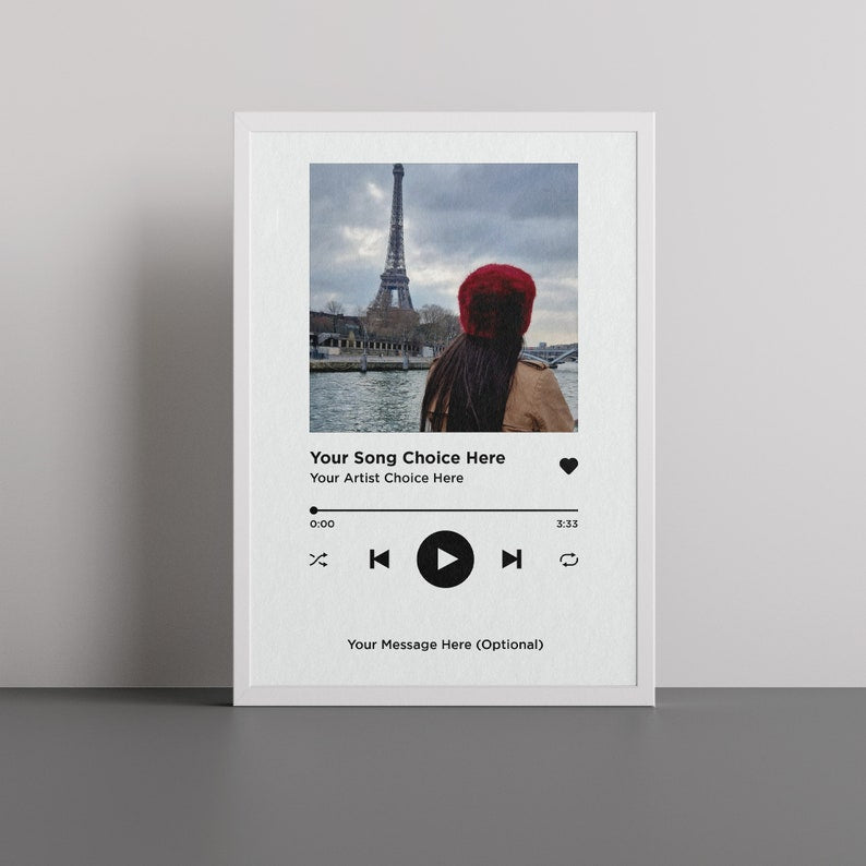 Custom Canvas your photo & music favorite song, Personalized Photo Canvas, Picture Poster, Wedding Gift, Couples Gift
