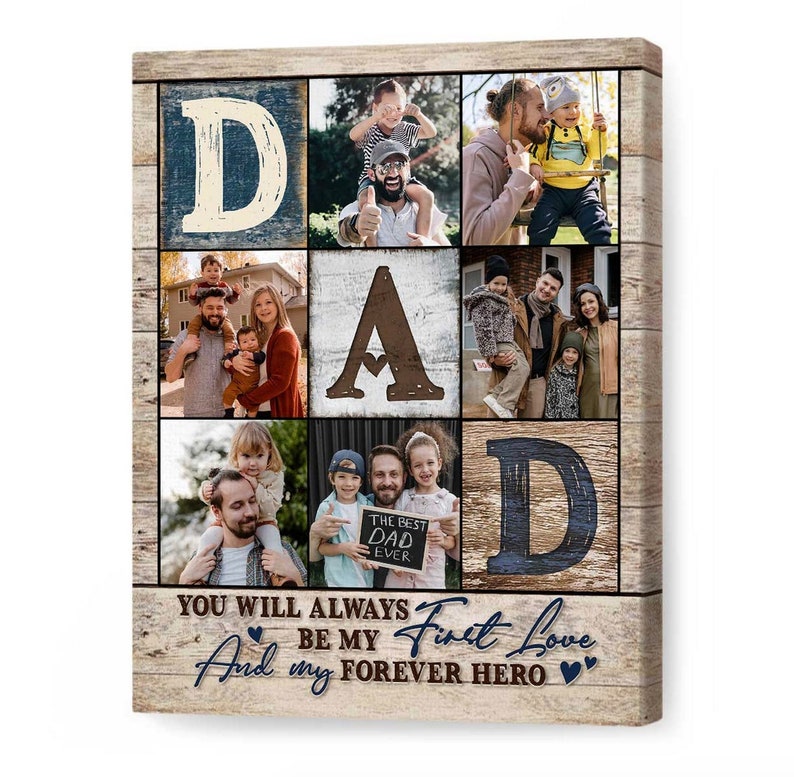 Personalized Gifts For Dad Photo Collage Canvas, Father's Day Gifts From Kids, Gift From Wife, Dad Birthday Gifts, Anniversary Gifts For Him