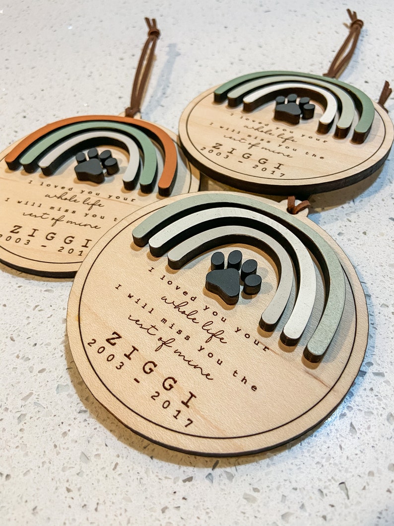 Pet Memorial Ornament || NEUTRAL BOHO || Rainbow Bridge || Rainbow Memorial || Memorial Ornament || Pet Memorial Gift || Paw Print Memorial il_794xN.4851900694_10kw.jpg
