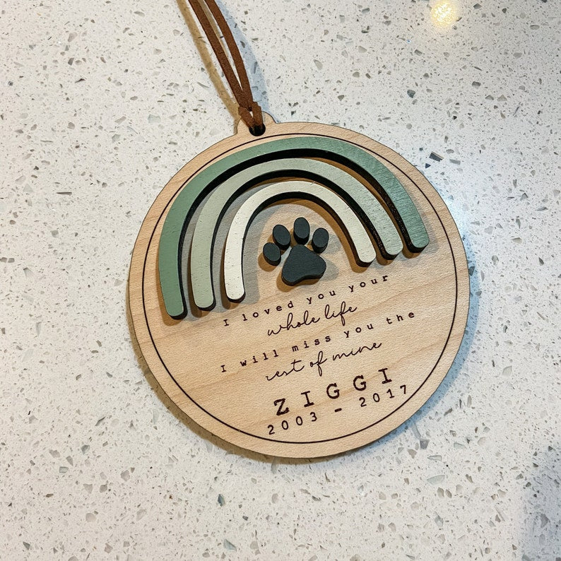 Pet Memorial Ornament || NEUTRAL BOHO || Rainbow Bridge || Rainbow Memorial || Memorial Ornament || Pet Memorial Gift || Paw Print Memorial il_794xN.4851906056_2td6.jpg