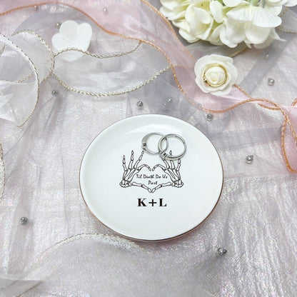 Till Death Jewelry Dish For Couple, Personalized Wedding Ring Dish with Initials, Engagement Ring Holder, Anniversary Gift