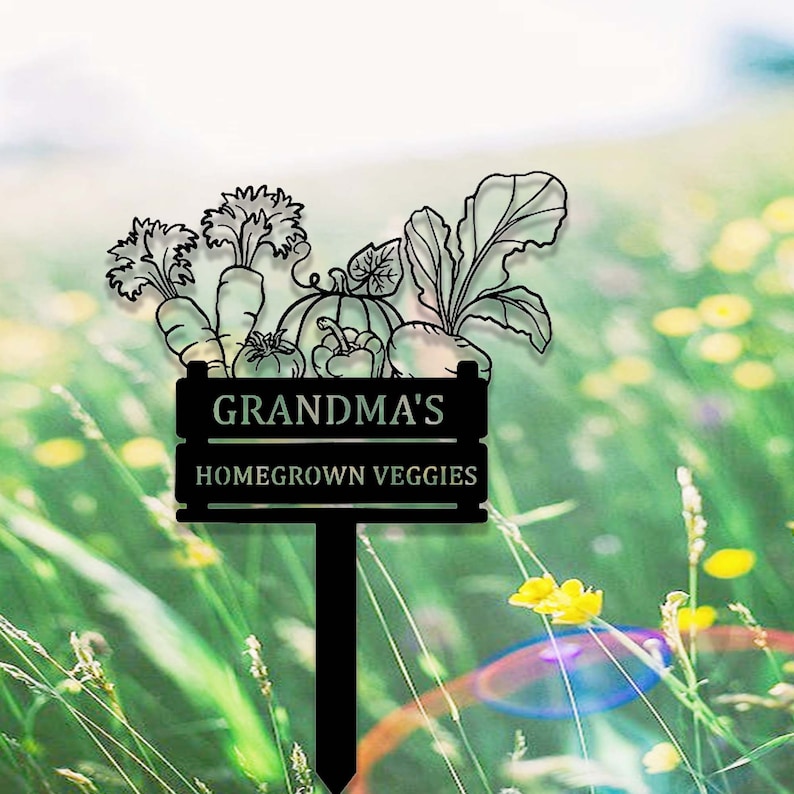 Custom Homegrown Veggies Garden Stake,Metal Vegetables Garden Sign,Personalized Garden Stake,Metal Yard Sign,Yard Decor,Harvest Garden Decor