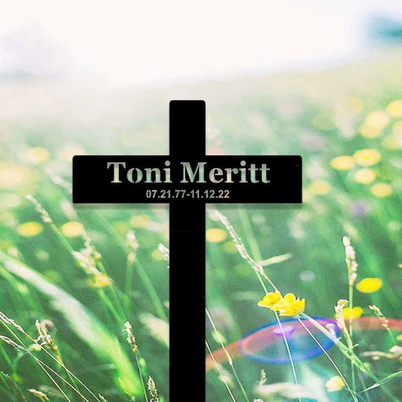 Custom Metal Cross Memorial Stake,Grave Marker,Personalized Cross Stake,Loss Of Loved One Garden Stake,In Memory Cross,Sympathy Gift