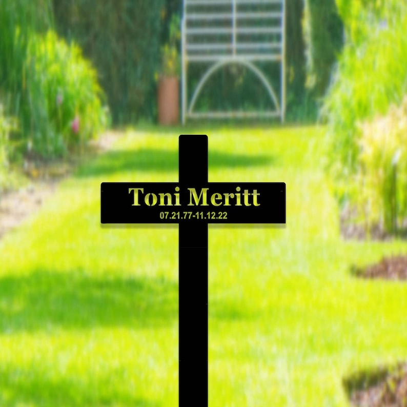 Custom Metal Cross Memorial Stake,Grave Marker,Personalized Cross Stake,Loss Of Loved One Garden Stake,In Memory Cross,Sympathy Gift