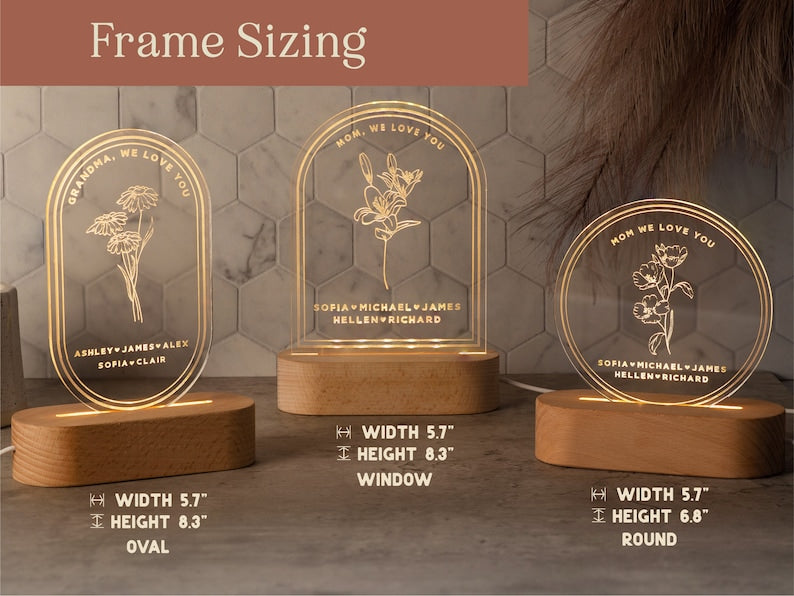 Personalized Gifts for Mom, Custom Night Light, Mom Birthday Gift, Mom Gifts from Daughter, Custom Gifts for Mom, Birth Flower Gift