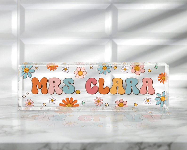 Teacher Gifts Personalized, Teacher Desk Name Plate, Custom Teacher Sign, Teacher Appreciation Gift, Groovy Teacher Name Sign, Teacher Gift