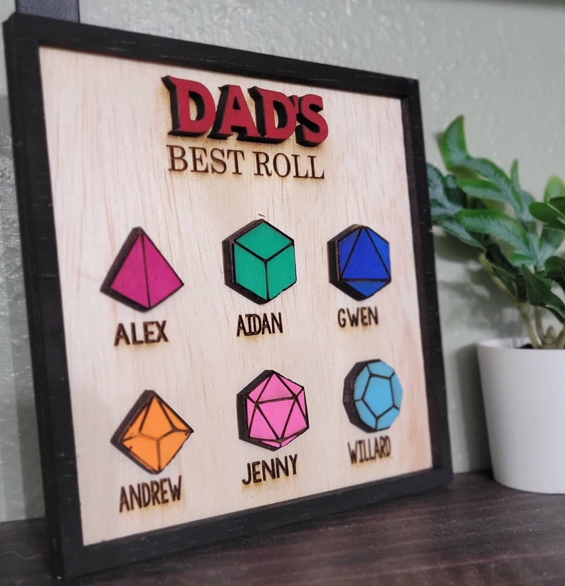 Dad's Best Roll | Nerdy Father's Day Gift | D&D | Dungeons and Dragons | Father's Day Gift | Wooden Custom Gift Gaming Dad Gift
