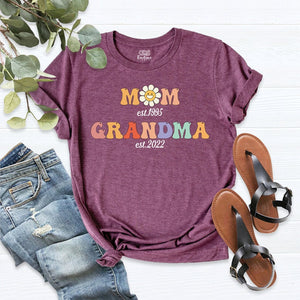 Personalized Mom Grandma Est Shirt, Est Custom Grandma T-Shirt, Gift For Grandma, Grandma To Be Shirt, New Grandma Shirt, Baby Announcement