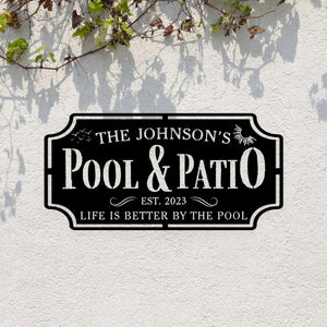 Personalized Pool & Patio Sign,Metal Sign,Custom Pool Sign,Swimming Pool Decor,Outdoor Decor,Backyard Pool Decor,Farmhouse Wall Art