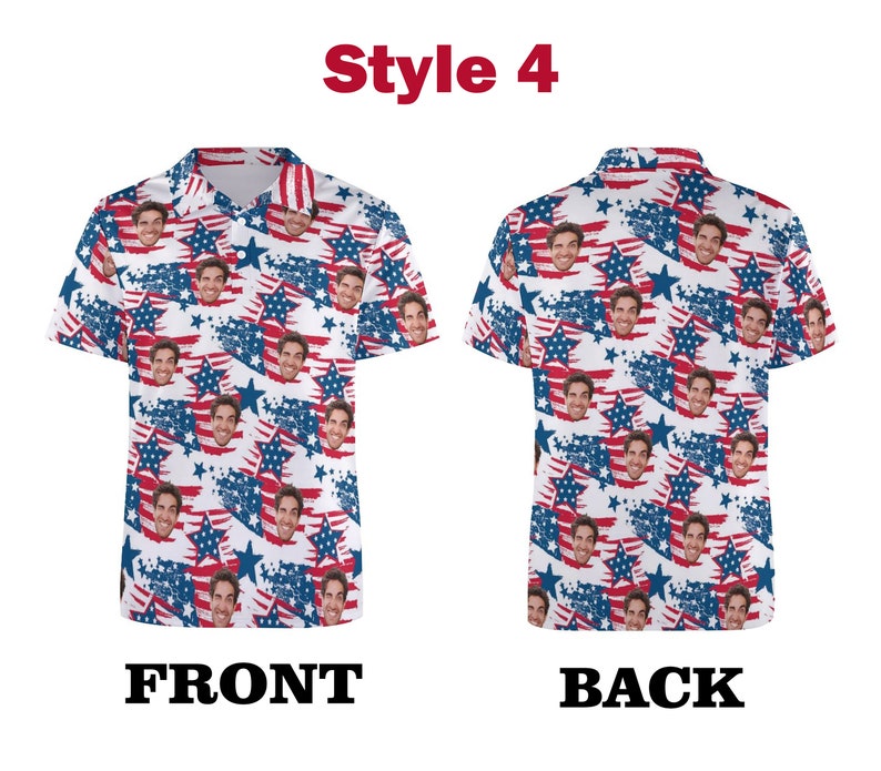 Custom Polo Shirt for Men, Personalized Short Sleeve Golf Shirt with Picture Logo Face Photo US Flag Printed Polo Shirt Independence Day