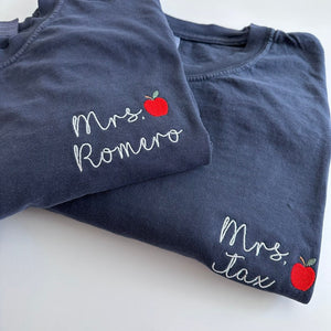 Comfort Colors Custom Embroidered Teacher Name Embroidered Short Sleeve Shirt - School Colors - Teacher Gift - Teacher Appreciation - Apple il_794xN.4884221094_4fjq_671c5caf-64f3-446a-b216-b402ec71d00f.jpg