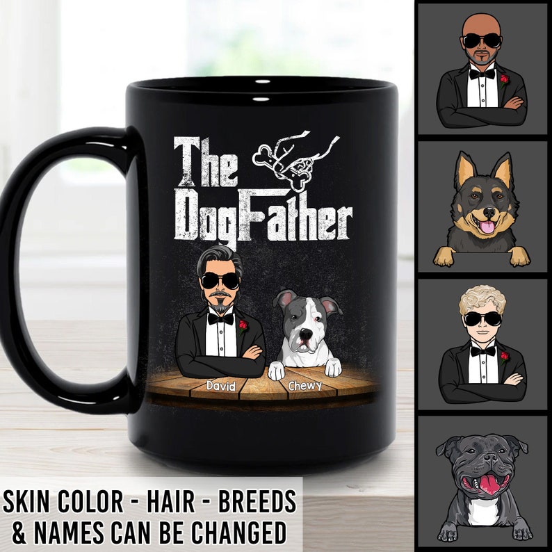 Dog Dad Gift, Personalized Dog Mug, Custom Dog Dad Mug, Dog Dad Fathers Day Gift, The DogFather Coffee Mug, Dog Lover Gift, Gift for Dog Dad