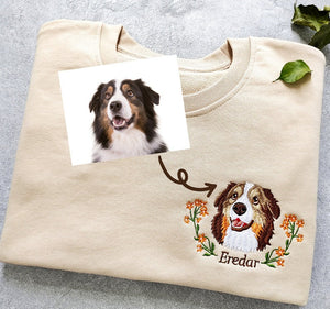 Custom Embroidered Pet From Your Photo Sweatshirt,Personalized Dog Hoodie, Pet Lover Gift