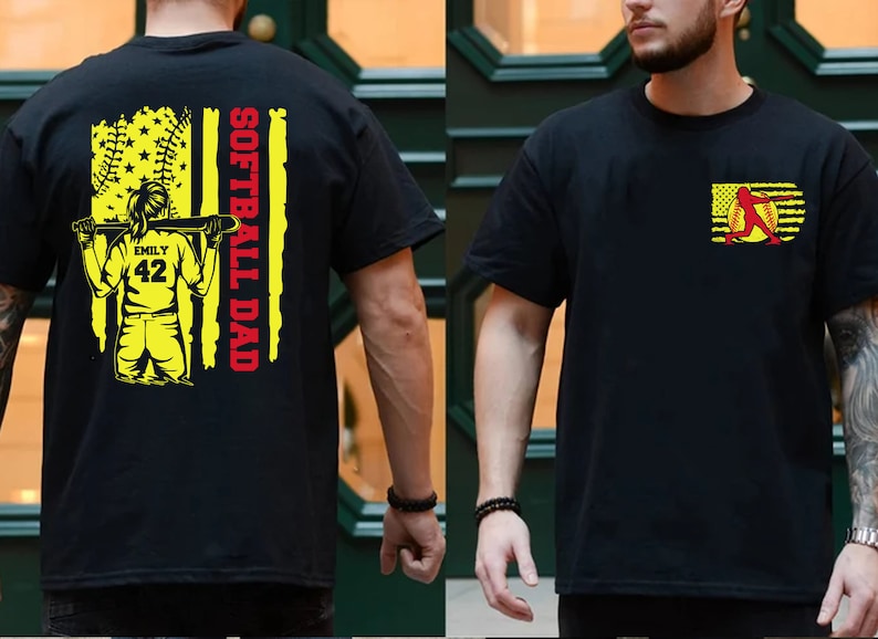 Softball Dad Shirt, Custom Name and Number Softball Shirt, Father's Day Gift, Sports Dad Shirt, Shirt For Dad, Dad Birthday Gift