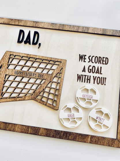 Soccer Father s Day Sign Coah Soccer Dad Gift Personalized Soccer Balls Grandpa Uncle Dads Birthday Wooden Sign Acrylic Scored the Goal