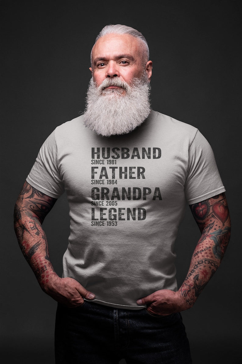 Personalized 70th Birthday or Father's Day Shirt for Grandpa, Custom Dad Shirt, Grandpa Father Husband Legend Grandfather, Gift For Him