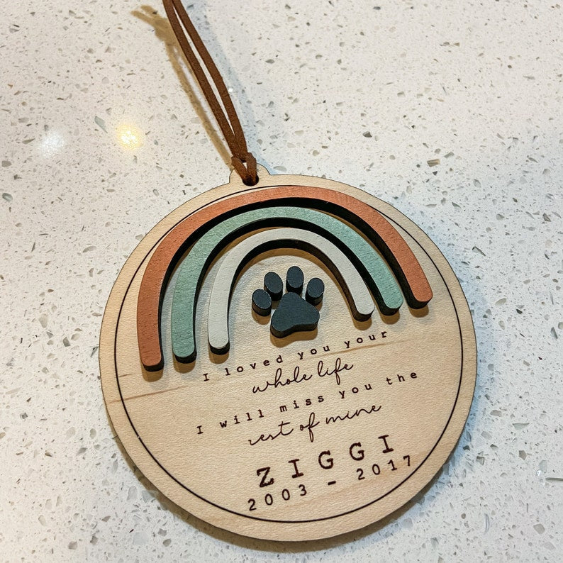 Pet Memorial Ornament || NEUTRAL BOHO || Rainbow Bridge || Rainbow Memorial || Memorial Ornament || Pet Memorial Gift || Paw Print Memorial il_794xN.4900171261_d070.jpg