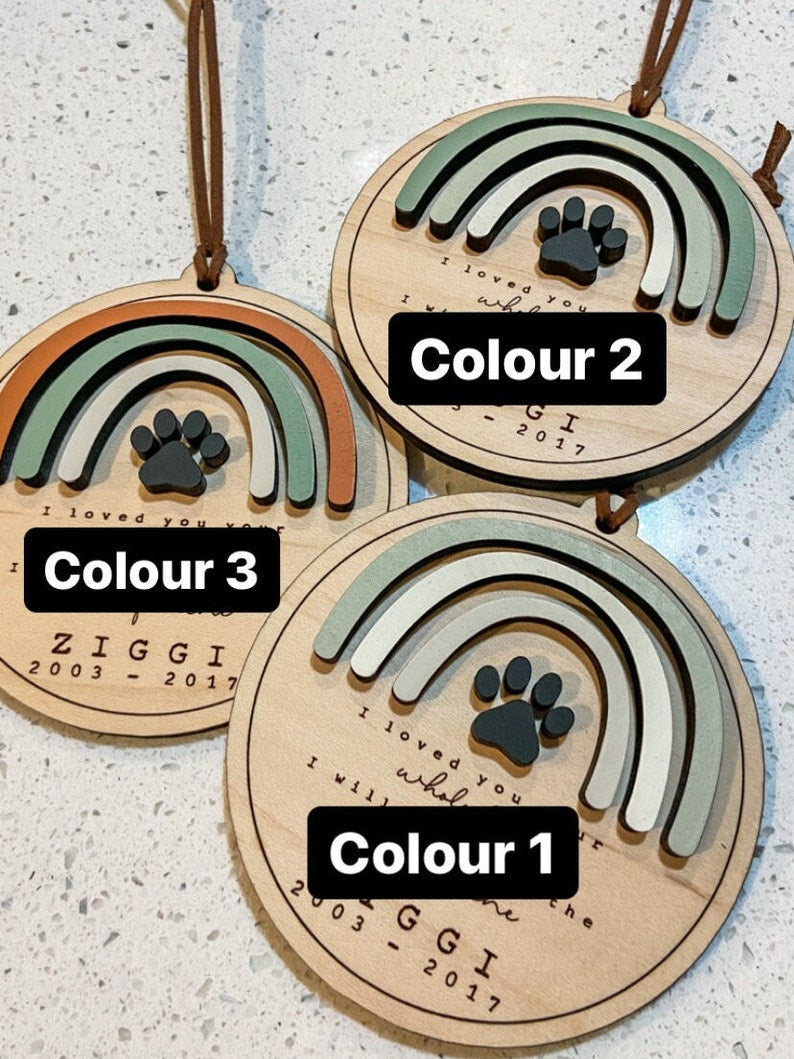 Pet Memorial Ornament || NEUTRAL BOHO || Rainbow Bridge || Rainbow Memorial || Memorial Ornament || Pet Memorial Gift || Paw Print Memorial il_794xN.4900179535_gcnn.jpg