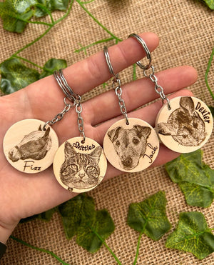 Pet keyring, wooden pet engraved keychain, custom pet gift, Christmas present from dog, cat keyring, animal lover present, Dog mum, dog dad