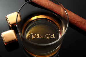 Custom Whiskey Glass with premium quality side and bottom engraving for any special occasion