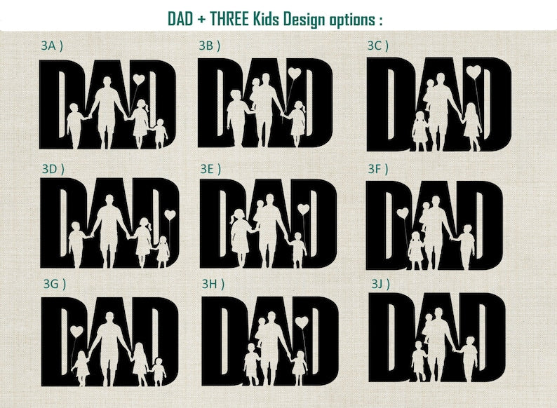 Father's day t-shirt, DAD t-shirt, DAD with kids t-shirt, Cute father's day t-shirt, Dad with children shadow figures