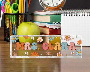 Teacher Gifts Personalized, Teacher Desk Name Plate, Custom Teacher Sign, Teacher Appreciation Gift, Groovy Teacher Name Sign, Teacher Gift