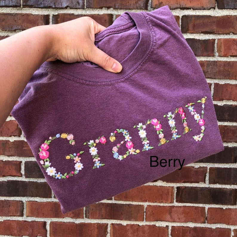 Embroidered Shirt Floral Mama Grandma Abuela