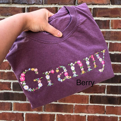 Embroidered Shirt Floral Mama Grandma Abuela