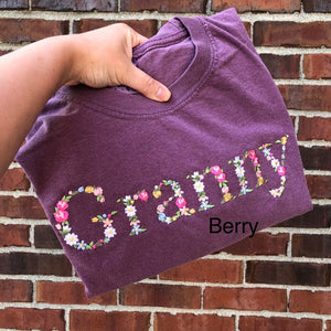 Personalized Embroidered Shirt Floral Mama Grandma Abuela, Gift For Mom, Mother's Day Gift
