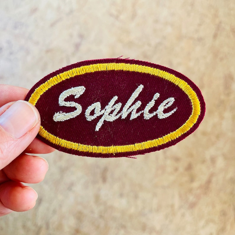 Custom Embroidered Name Patch, Vintage Style Name Patch, Personalised Name Badge