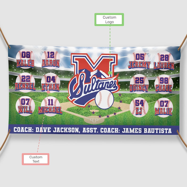 Baseball Team Banner Sports Team Banner Softball Team Banner Little League Banner Team Poster Custom Photo Banners Full Color Team Banner