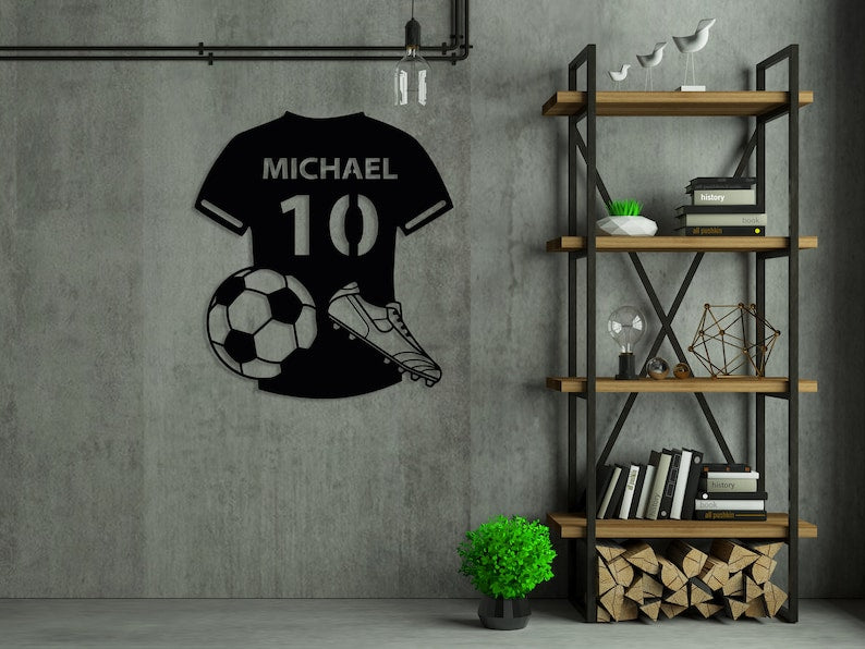 Custom Football Player Metal Sign, Personalized Football Player Name Sign, Football Lovers Gift, Sports Shirt Wall Decor, Best Gift for Him