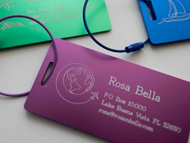 Personalized Metal Luggage Tag, Customized Luggage Tag, Travel Bag ID Tag, Suitcase Tag, Backpack Tag, Gift for Him, Family travel, big logo