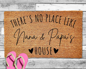 There's No Place Like Grandma and Grandpa's House, Grandparents Day Gift, Welcome Door Mat,Home Doormat,Fathers Day,Mothers Day,Grandma Gift