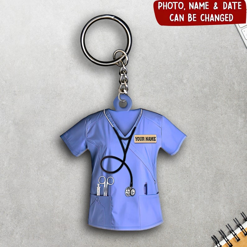 Scrubs Nurse Keychain - Personalized Nurse Scrubs Acrylic Keychain, Nurse Uniform Car Ornament, Nurse Gift For Nurse