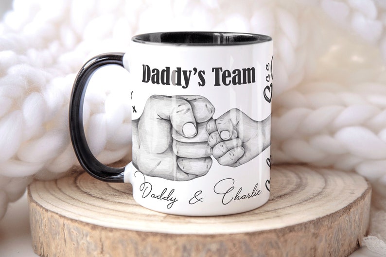 FIST BUMP Personalised Mug Dad Fathers Day Gift | Birthday gift for Dad Daddy Grandad | Christmas Gift for Dad Grandad | Gift from kids