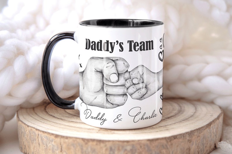 FIST BUMP Personalised Mug Dad Fathers Day Gift, Birthday gift for Dad Daddy Grandad, Gift from kids