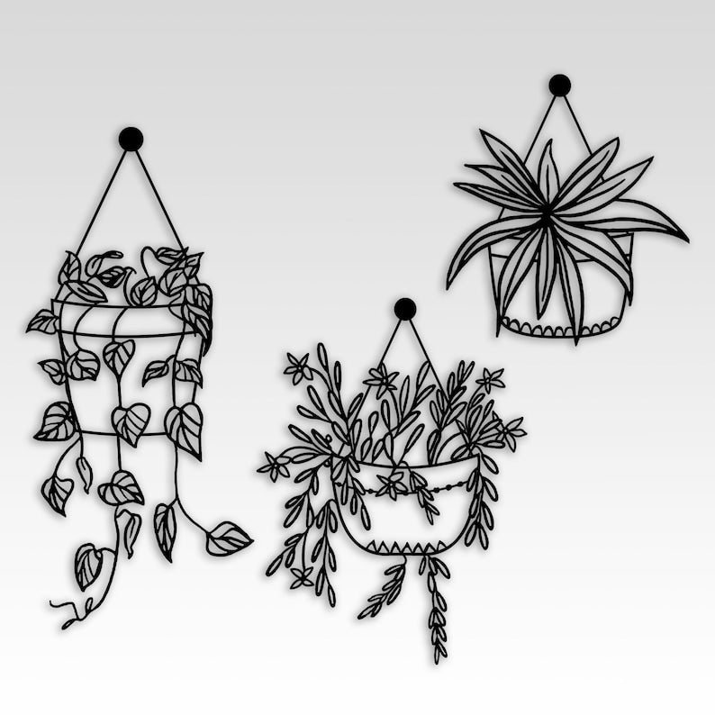 Flower in Pot Metal Wall Art, Kitchen Metal Wall Art, ivy Metal Wall Decor, House Entry Metal Wall Art, Unique Birthday Gift, Gift for Mom