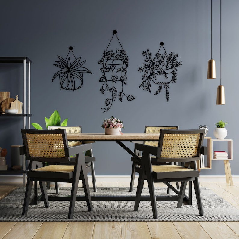 Flower in Pot Metal Wall Art, Kitchen Metal Wall Art, ivy Metal Wall Decor, House Entry Metal Wall Art, Unique Birthday Gift, Gift for Mom