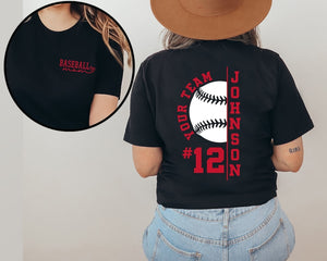Personalized Baseball Mom Shirts, Game Day Baseball Hoodie, Custom Name, Team Name and Number Baseball Shirt