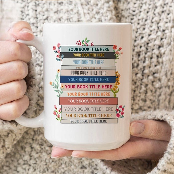 Custom Favorites Bookshelf Mug, Custom Book Art Mug, Librarian Mug, Custom Reader Shirt, Book Lover Gift