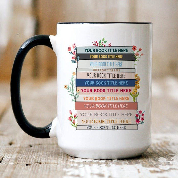 Custom Favorites Bookshelf Mug, Custom Book Art Mug, Librarian Mug, Custom Reader Shirt, Book Lover Gift