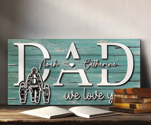 Custom Firefighter Dad Kids Name Wood Sign Personalized Wooden Father Day Gift Papa Grandpa Fireman Fire Department Farmhoouse Home Decor