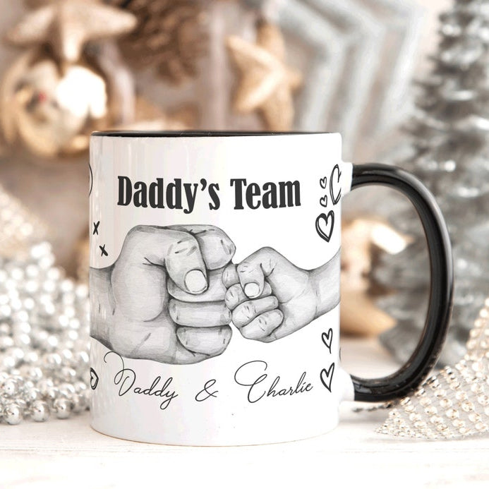 FIST BUMP Personalised Mug Dad Fathers Day Gift | Birthday gift for Dad Daddy Grandad | Christmas Gift for Dad Grandad | Gift from kids