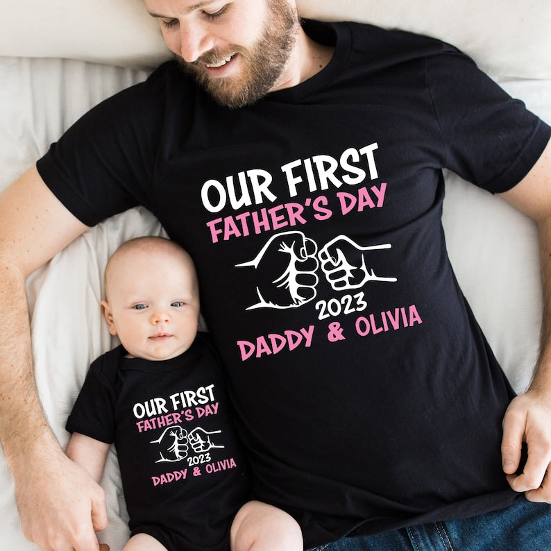 Personalized Father's Day Shirt, Our First Father's Day, Custom Father's Day Matching Shirt, Father & Daughter, Father & Son