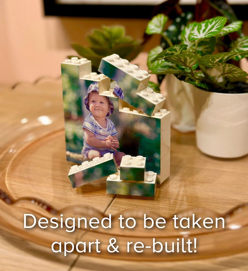 Personalised Daddy & Me Brick Photo block, Gift for Dad, White, Building Block, Puzzle, Gift, Him, Dad, Father's Day, Grandad, Grandpa